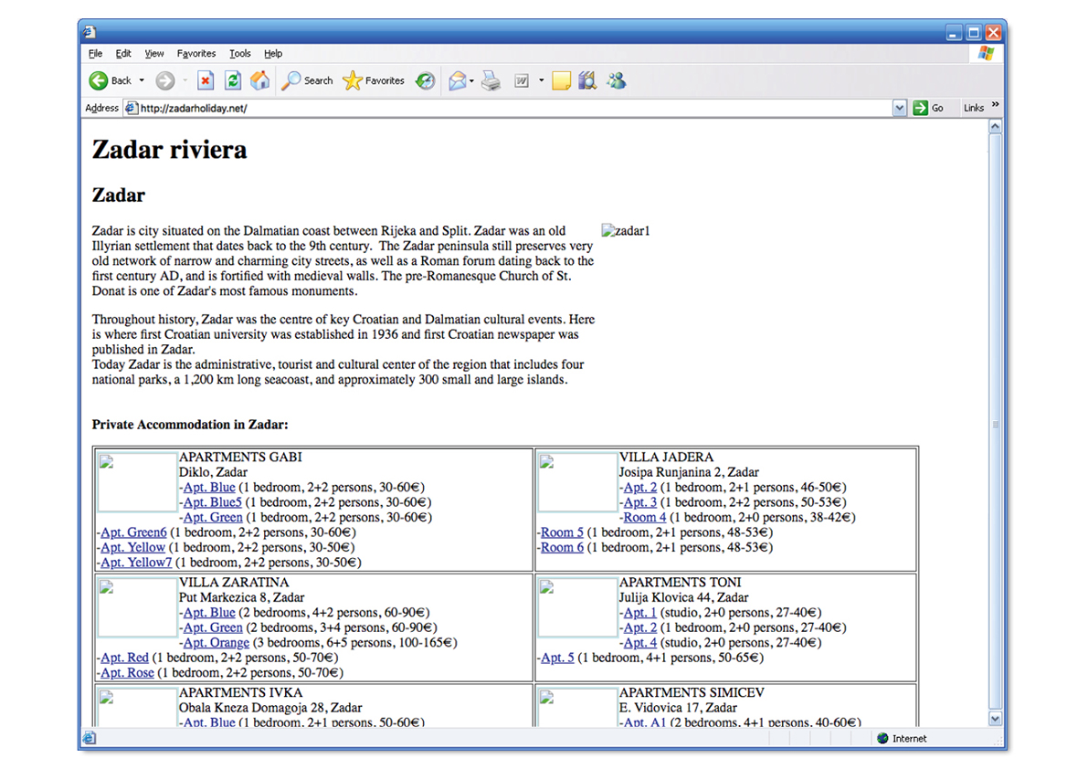 Ono loše u vezi weba: Na internetu svatko može napisati što hoće pa tako i netočne podatke. Upravo je frapantna količina pogrešaka u ovako kratkom tekstu: Zadar nije bio ilirski u 9. stoljeću. Gradske zidine samo su malim dijelom srednjovjekovne (ono što danas vidimo mahom je sagrađeno u kasnoj renesansi). Zadarsko sveučilište nije utemeljeno 1936. (2004. / 2005.)