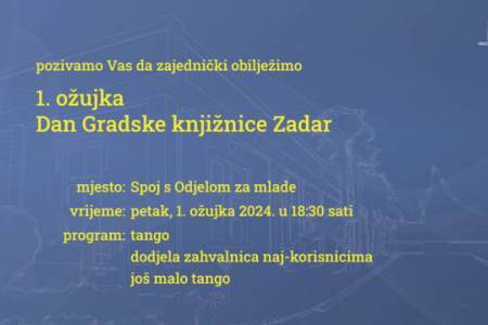 1. ožujka - Dan Gradske knjižnice Zadar