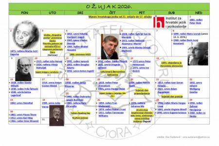 Kalendar HČD-a za ožujak