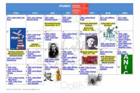 Hrvatsko čitateljsko društvo - istaknuti datumi u studenom